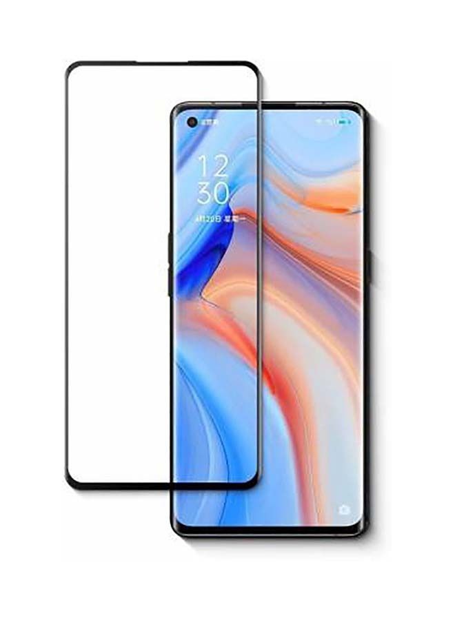 واقي شاشة من الزجاج المقوى لهاتف OPPO Reno 4 شفاف / أسود - Image 1