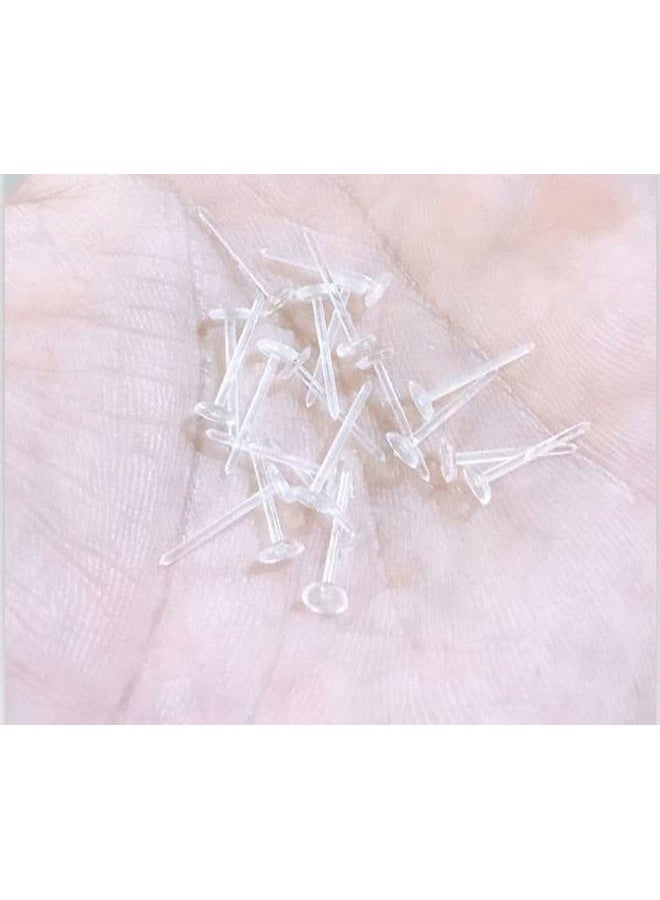 Elfstone 3mm Invisible Plastic Earrings Blank Pins Stud Tiny Head Findings DIY Supplies (200 pieces/100 Pairs) - Image 3