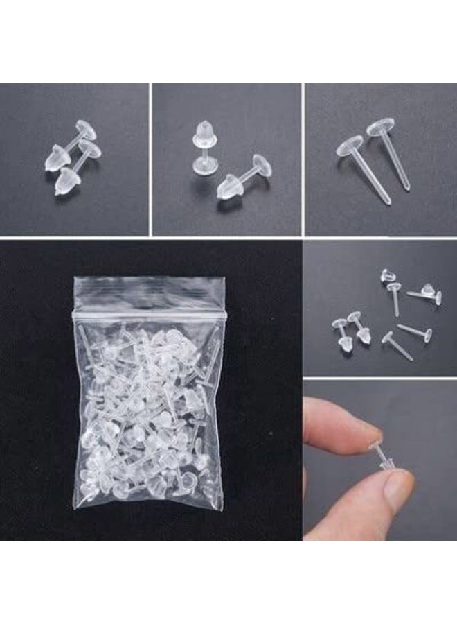 Elfstone 3mm Invisible Plastic Earrings Blank Pins Stud Tiny Head Findings DIY Supplies (200 pieces/100 Pairs) - Image 5