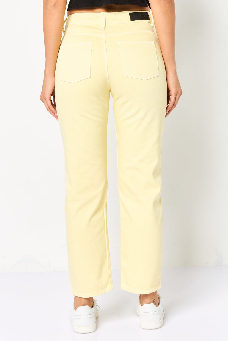 Karl Lagerfeld Women Regular Fit Plain Non-Stretch Jeans, Yellow - Image 4