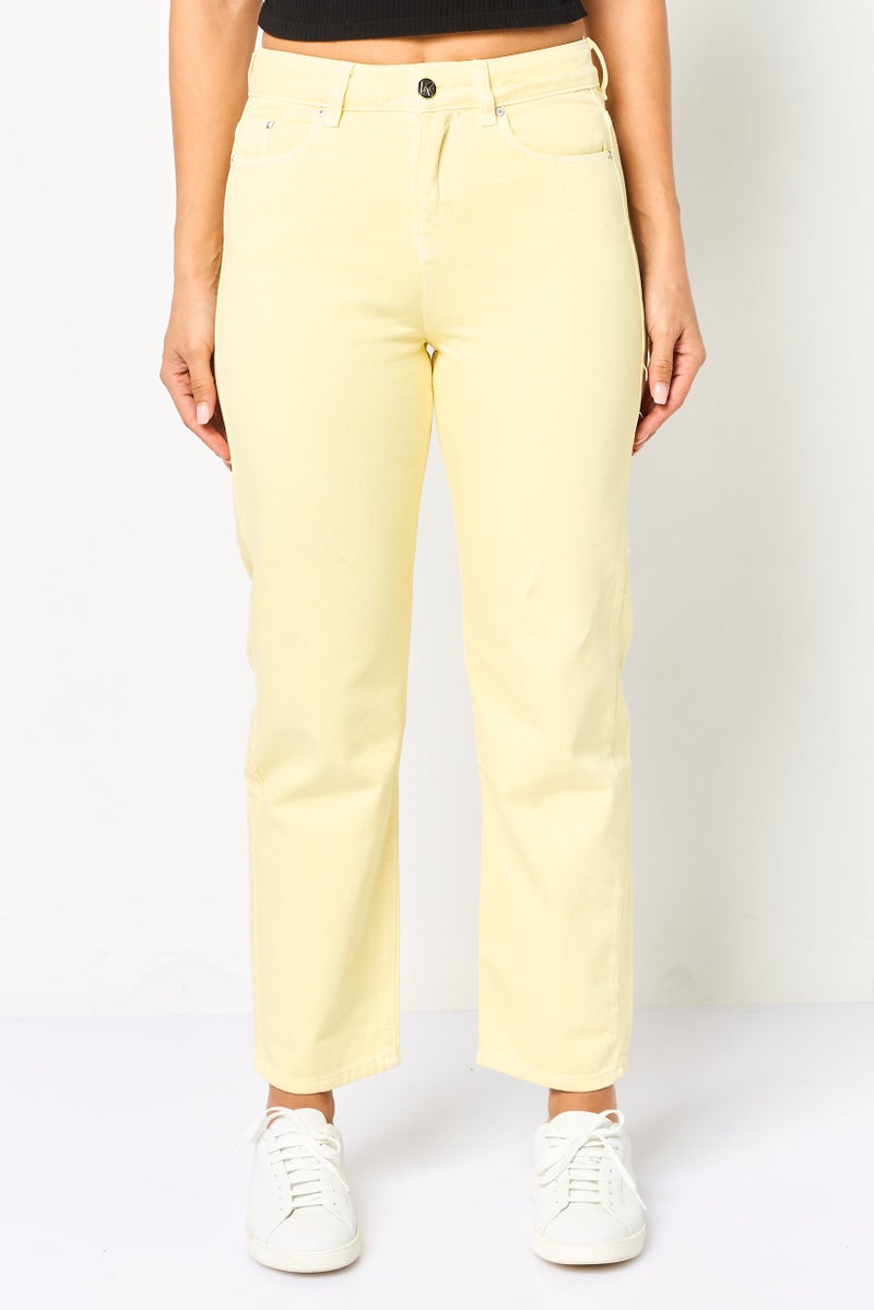 Karl Lagerfeld Women Regular Fit Plain Non-Stretch Jeans, Yellow - Image 1