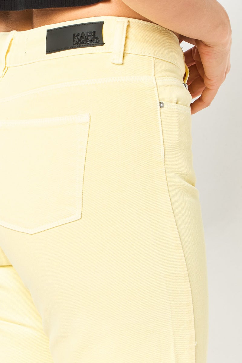 Karl Lagerfeld Women Regular Fit Plain Non-Stretch Jeans, Yellow - Image 3