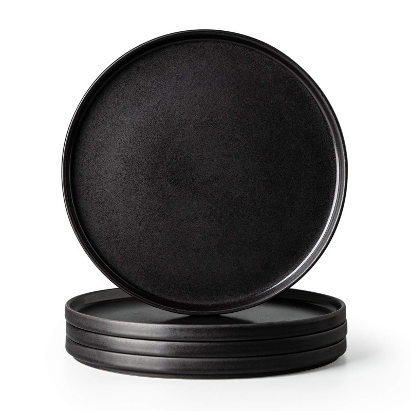 AmorArc Ceramic Dinner Salad Plates Set of 4 85 Inch Reactive Matte Glaze Dish Set Dessert Salad Appetizer Small Dinner Plate Microwave Dishwasher SafeScratch ResistantReactive Matte Black