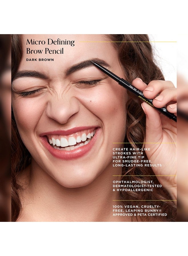 Arches & Halos Micro Defining Brow Pencil - Get Fuller and More Defined Brows - Long-Lasting, Smudge Proof, Rich Color - Dual Ended Pencil with Brush - Vegan and Cruelty Free - Dark Brown, 0.003 oz - Image 2