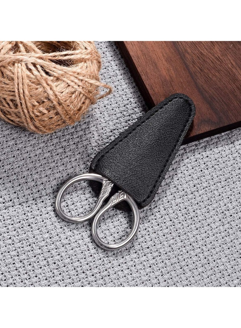 RATSAW Small Precision Scissors 3.5inch Stainless Steel Multi Purpose Vintage Beauty Grooming Kit for Facial Hair Eyebrow Eyelash Beard Moustache with PU Sheath - Image 2