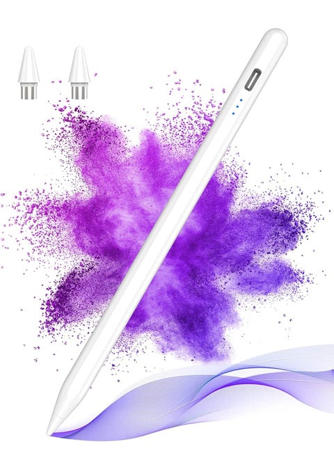Stylus Pen for Android Devices – Precision Capacitive Pencil for Samsung, Huawei & More – Rechargeable with 2 Tips, Magnetic Design, White