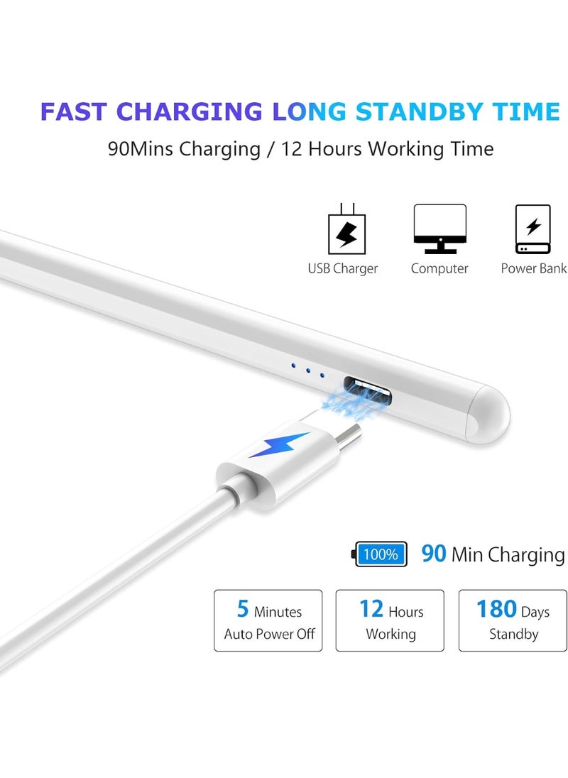 Generic - Stylus Pen for Android Devices – Precision Capacitive Pencil for Samsung, Huawei & More – Rechargeable with 2 Tips, Magnetic Design, White - Image 1