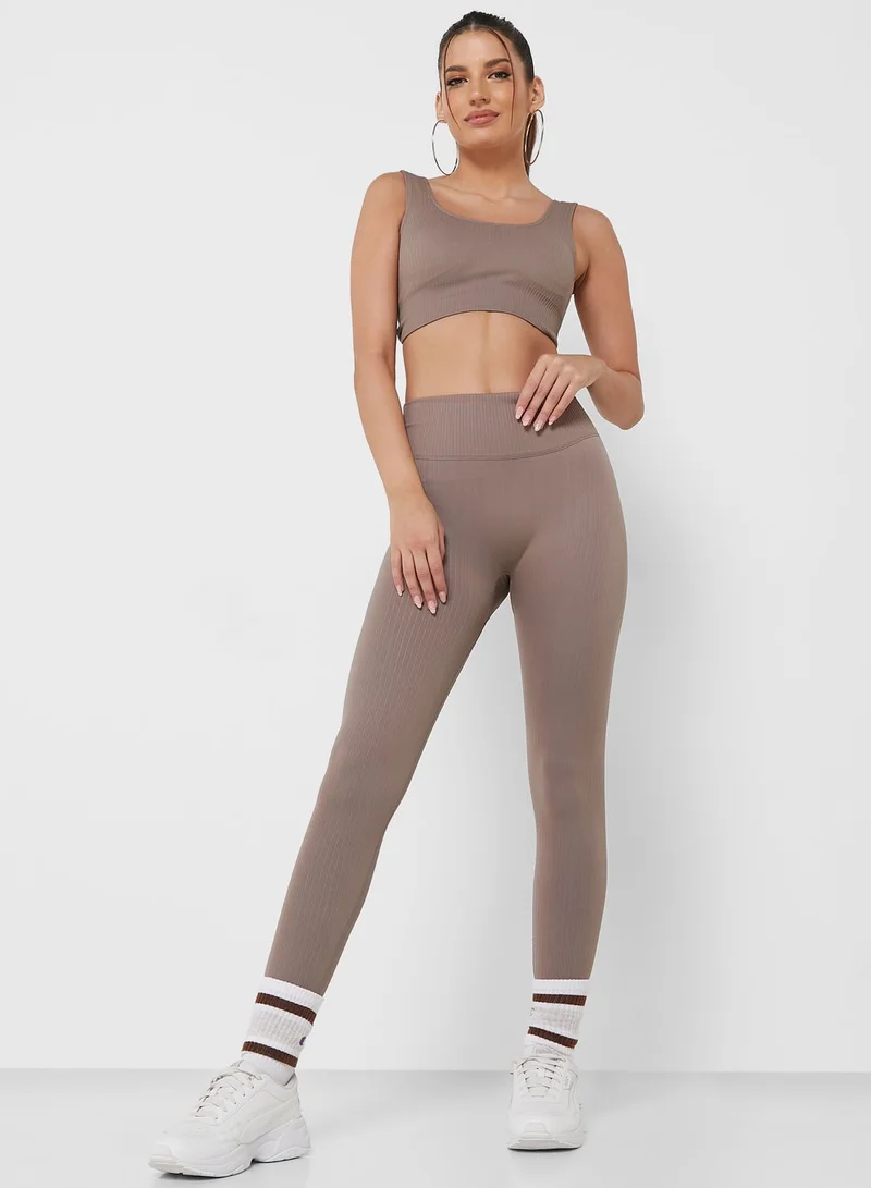Miss Pap Ribbed Crop Top & Legging Set