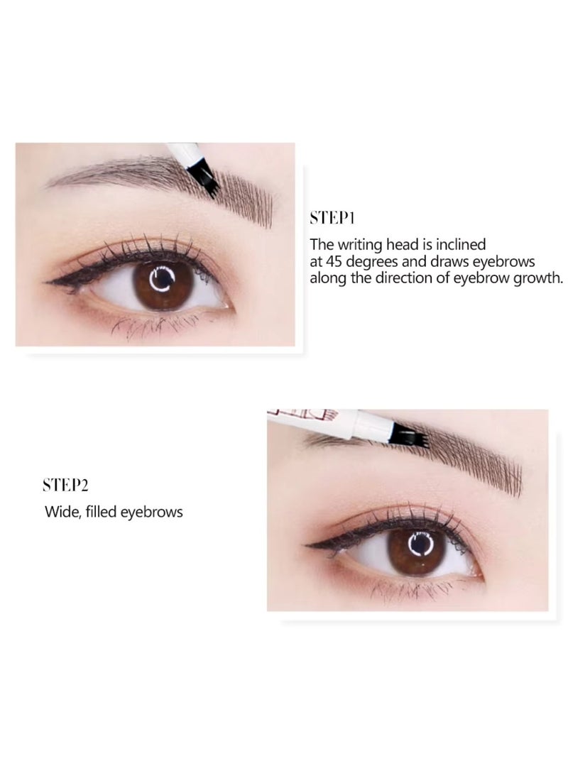 Music Flower Liquid Eyebrow Pen Eyebrow Pencil Waterproof Smudge Proof Long Lasting Fine Sketch Brow Pen with 4 Micro Fork Tip Liquid Tattoo Microblading Eyebrow Pen Brow Ink Gel Dark Grey 03  - Image 4