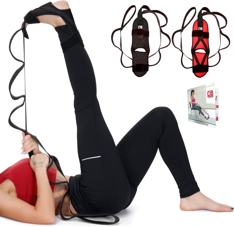 Glitz Foot and Calf Fascia Stretcher for Plantar Fasciitis, Physiotherapy Stretching Strap, Yoga Stretch Strap Improves Strength and Relief to Heel Spurs, Calf, Thigh and Hip (Black) - Image 1
