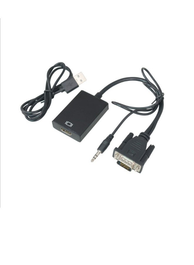 VGA To HDMI Converter Output 1080P HD With Audio Adapter Cable Black  - Image 5