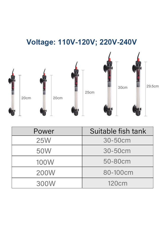 Loquat Mini Aquarium Fish Tank Water Heater Quartz Tube With Suction Cup Black 24 x 7cm - Image 5