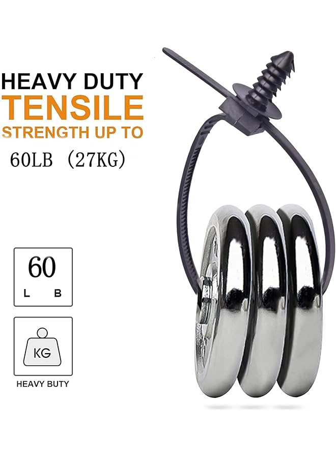 erorex 160Pcs Universal Nylon Push Mount Cable Zip Tie Nylon Self Locking Cable Strap Heavy Duty Nylon Push Mount Self Locking Uv Resistant 5 Most Popular Sizes For Indoor Wire Tying Construction Auto Ect - Image 5