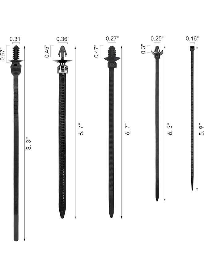 erorex 160Pcs Universal Nylon Push Mount Cable Zip Tie Nylon Self Locking Cable Strap Heavy Duty Nylon Push Mount Self Locking Uv Resistant 5 Most Popular Sizes For Indoor Wire Tying Construction Auto Ect - Image 2