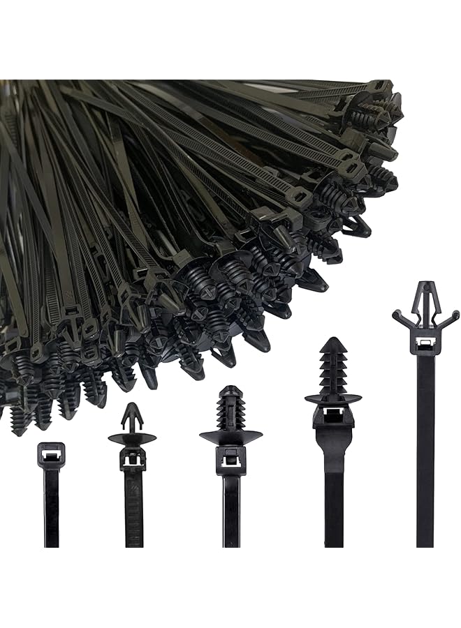erorex 160Pcs Universal Nylon Push Mount Cable Zip Tie Nylon Self Locking Cable Strap Heavy Duty Nylon Push Mount Self Locking Uv Resistant 5 Most Popular Sizes For Indoor Wire Tying Construction Auto Ect - Image 1