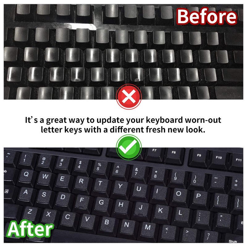 CaseBuy English Keyboard Stickers, 2 Pack Replacement Keyboard Letters Sticker with White Font on Black Background Universal for Computer Laptop Desktop, Matte Alphabet Stickers - Image 4