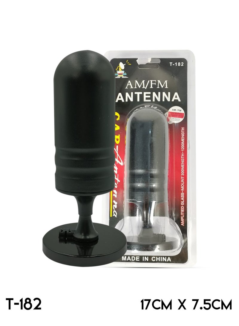 Generic AM/FM Car Antenna with Amplified Reception, 6.6 Inch, Magnetic Mount - T182  - Image 1