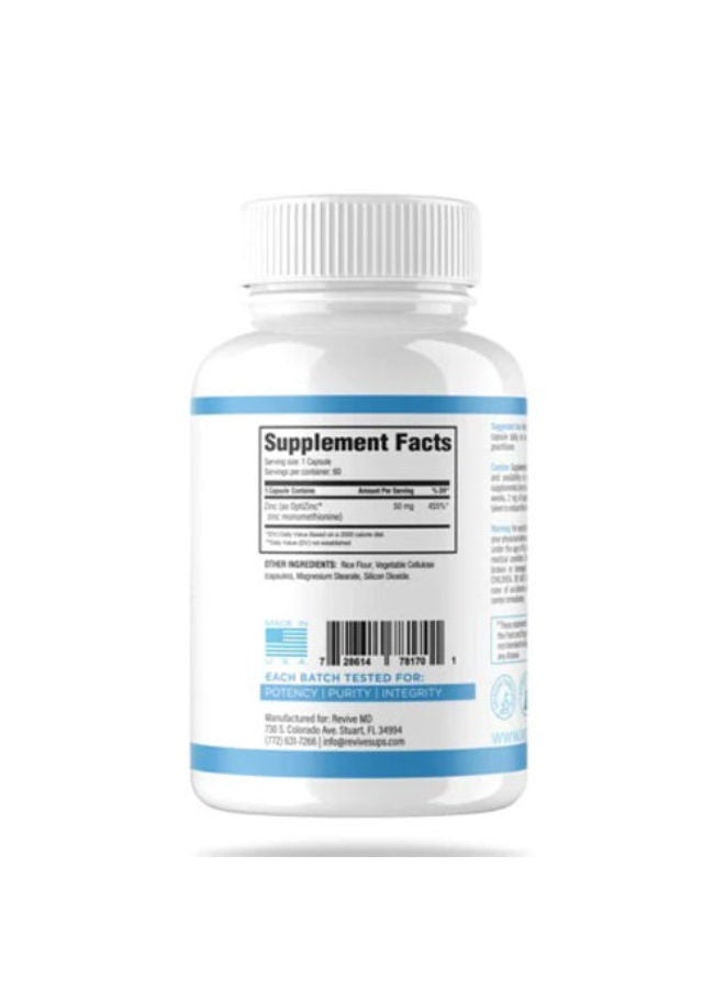 ريفايف الزنك يعزز المناعة، والتمثيل الغذائي، ويدعم صحة البشرة، ويعزز التعافي الأمثل والحماية المضادة للأكسدة 50 ملغ 60 كبسولة - Image 2