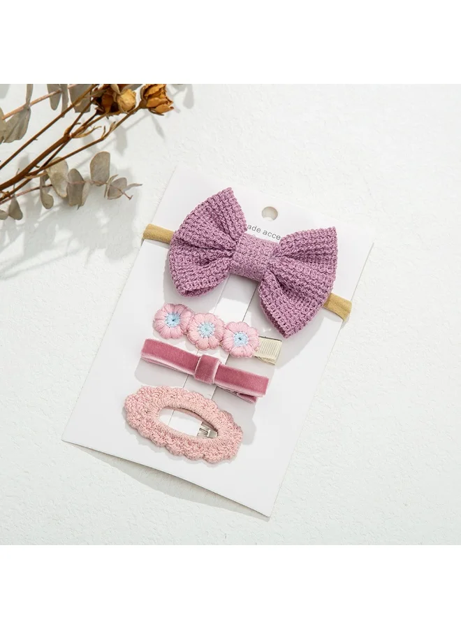 D'Daniela Eira Ribbon Bow Clip Set with Ponytail For Babies and Girls - Purple