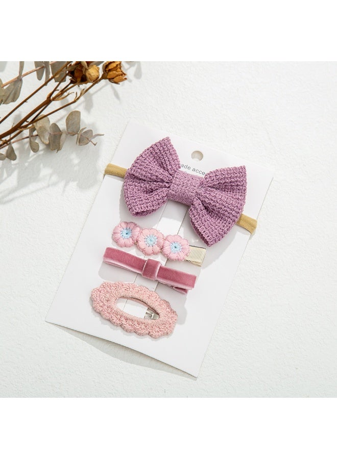 دىدانيالا مشبك شعر فيونكة شريطي مع ربطة ذيل حصان للأطفال والبنات - بنفسجي - Image 2