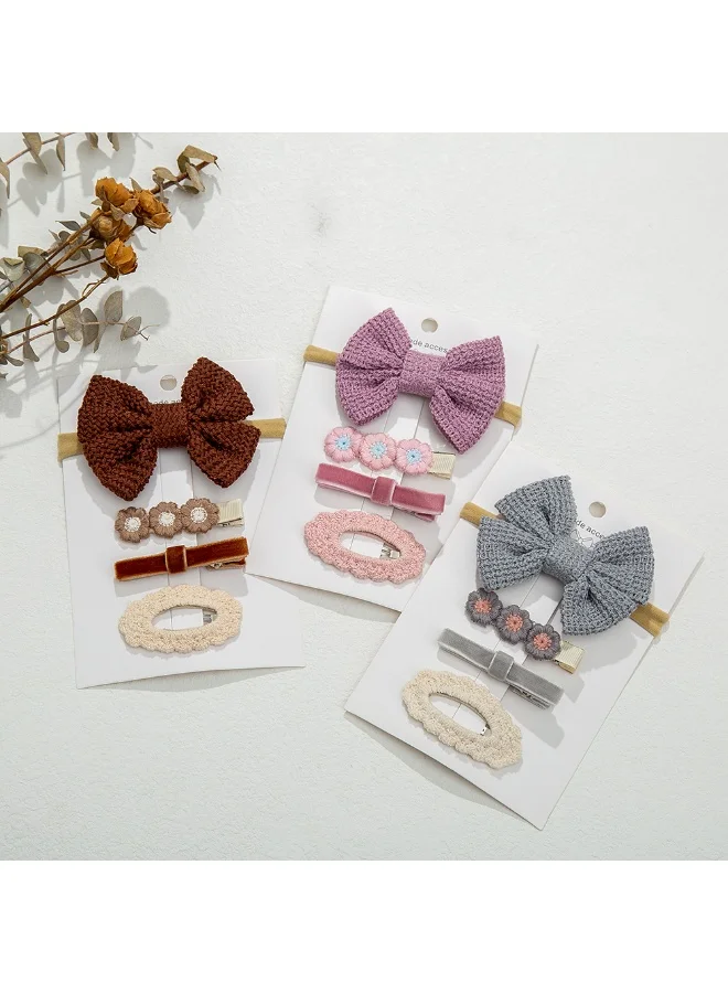D'Daniela Eira Ribbon Bow Clip Set with Ponytail For Babies and Girls - Purple