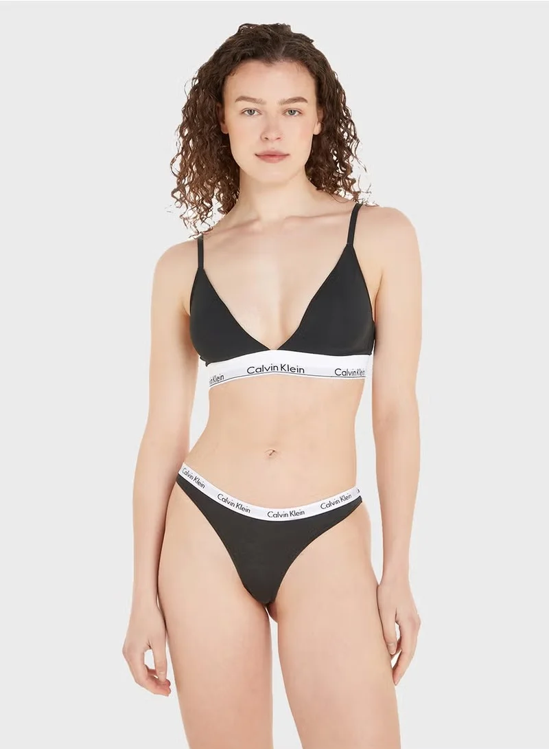CALVIN KLEIN Logo Band Detail Plunge Neck Bra