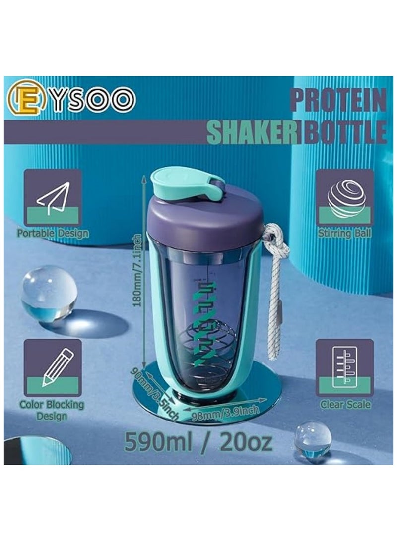 EYSOO Protein Shaker Bottle 20 oz Protein Shaker Cup Shaker Bottle for Protein Mixes Leakproof Shaker BPA Free Protein Shaker with Blender Ball for Gym Fitness (Green) - Image 3
