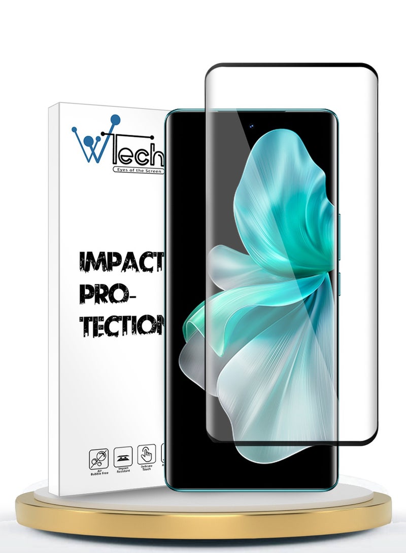 Wtech vivo V30 / V30 Pro 5G 2024 Premium E2E Full Glue Full Cover Tempered Glass Screen Protector (MSGECN) - Clear/Black - Image 1