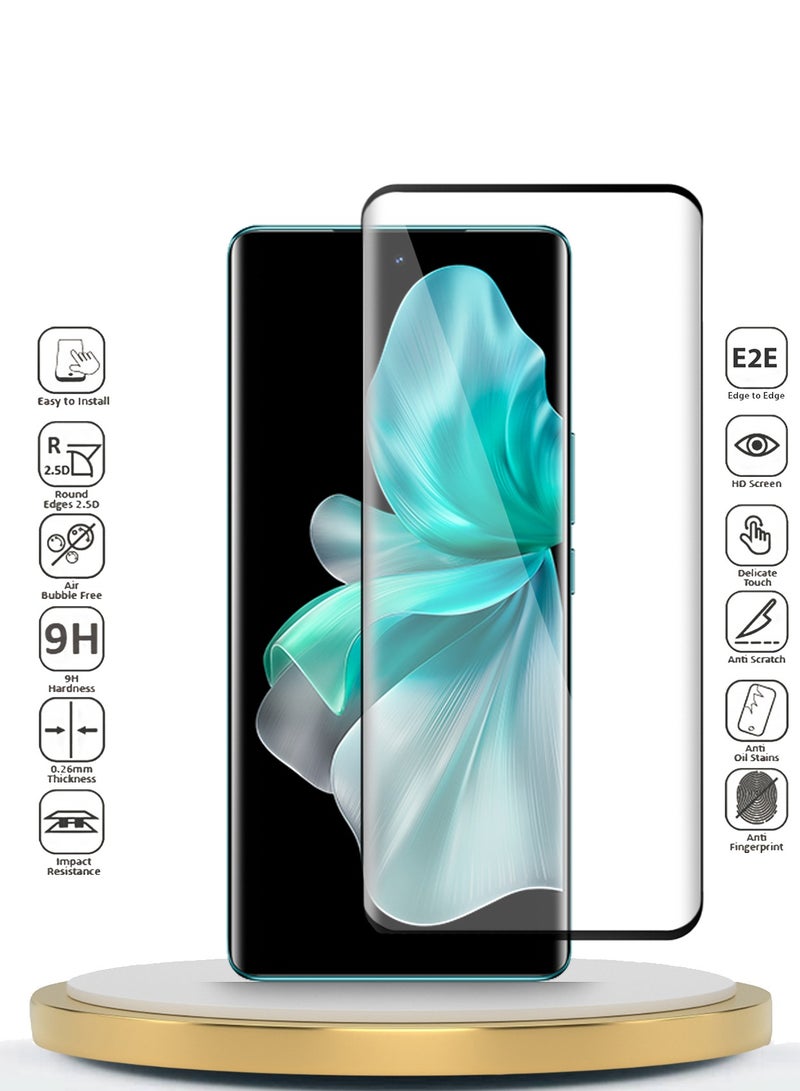 Wtech vivo V30 / V30 Pro 5G 2024 Premium E2E Full Glue Full Cover Tempered Glass Screen Protector (MSGECN) - Clear/Black - Image 2