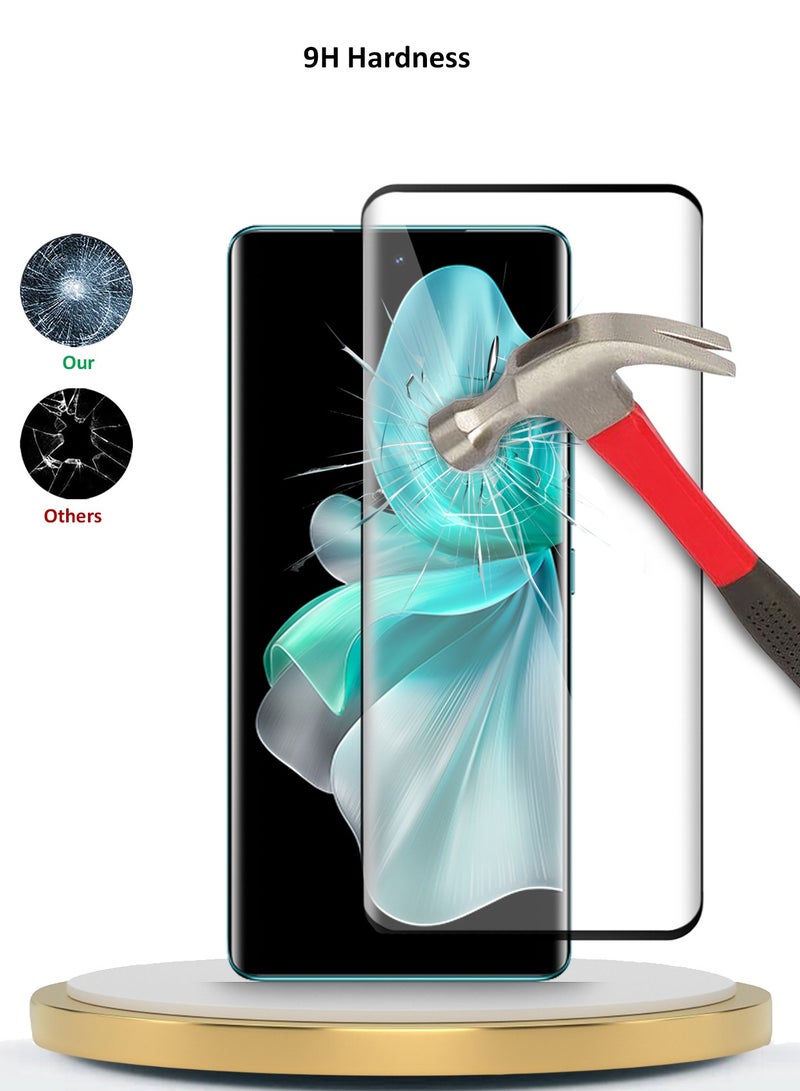 Wtech vivo V30 / V30 Pro 5G 2024 Premium E2E Full Glue Full Cover Tempered Glass Screen Protector (MSGECN) - Clear/Black - Image 3
