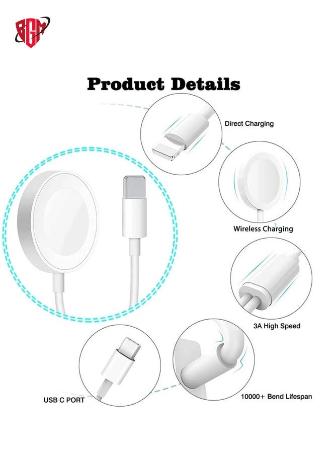 BGM USB C Charger for Apple Watch, 20W PD Fast Wall Charger Power Adapter with 2-in-1 iWatch Magnetic Charging Cable Compatible with Apple Watch Series 8/7/6/SE/5/4/3/2, iPhone 14/13/12/11/Pro/Max/Xs/XR/8  - Image 4