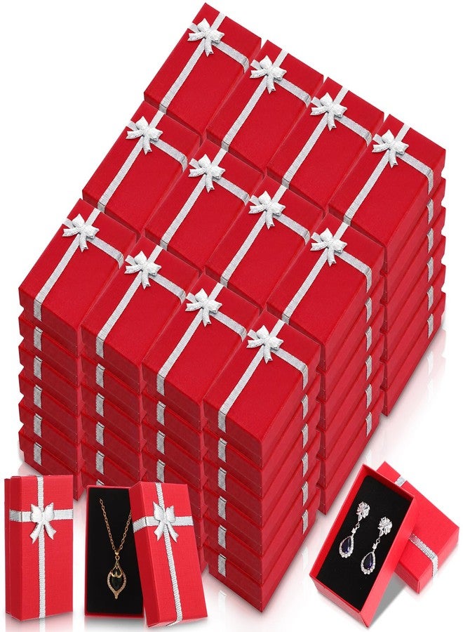 Landical 72 Pcs Jewelry Boxes Gifts Box Set Bulk Small Cardboard Jewelry Gift Container with Bow for Ring Necklaces Earring Bracelet, Assorted Colors 2 x 3.1 x 1.1 Inch (Red - Image 1