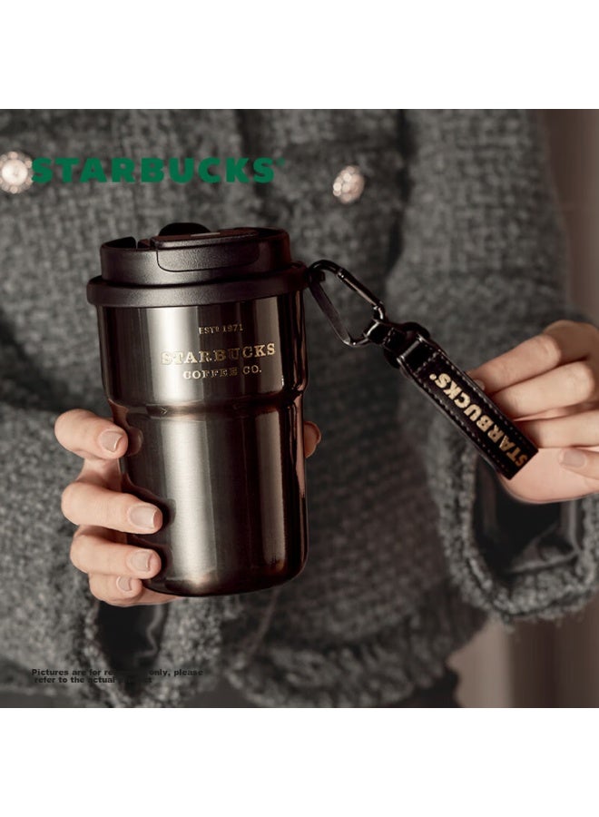 Starbucks كوب ستاربكس كوفي تريجر جولد ذو شرب مزدوج من الفولاذ المقاوم للصدأ، سعة 365 مل زجاجة ماء للسيارة، هدية - Image 4