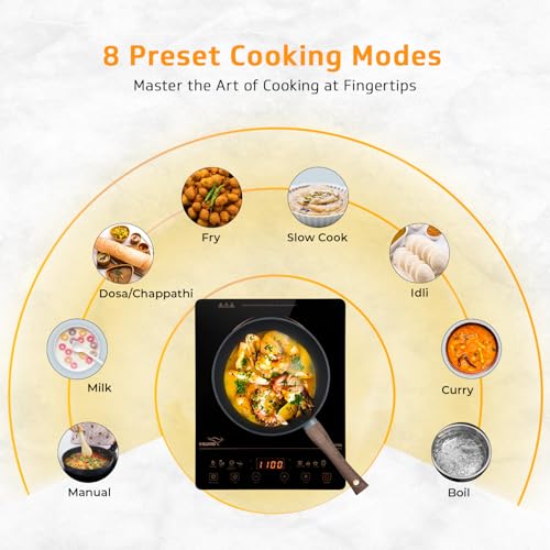 V-Guard VIC 2.0 TSP 2000 Watt Induction Cooktop | Feather Touch Control | Up to 5 kV Surge Protection | 3-Year Coil Coverage by V-Guard | Auto-Cut Off | A-Grade Crystalline Glass Top - Image 3