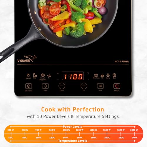 V-Guard VIC 2.0 TSP 2000 Watt Induction Cooktop | Feather Touch Control | Up to 5 kV Surge Protection | 3-Year Coil Coverage by V-Guard | Auto-Cut Off | A-Grade Crystalline Glass Top - Image 4