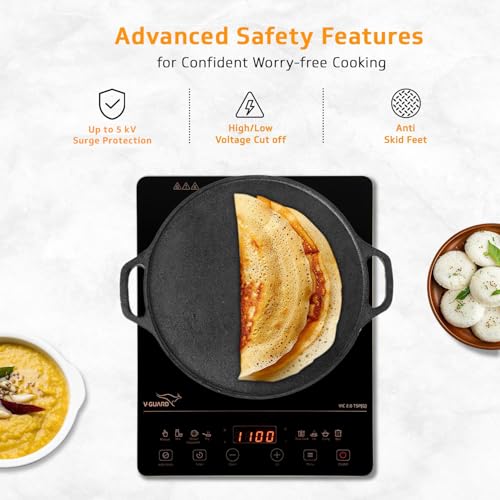 V-Guard VIC 2.0 TSP 2000 Watt Induction Cooktop | Feather Touch Control | Up to 5 kV Surge Protection | 3-Year Coil Coverage by V-Guard | Auto-Cut Off | A-Grade Crystalline Glass Top - Image 5