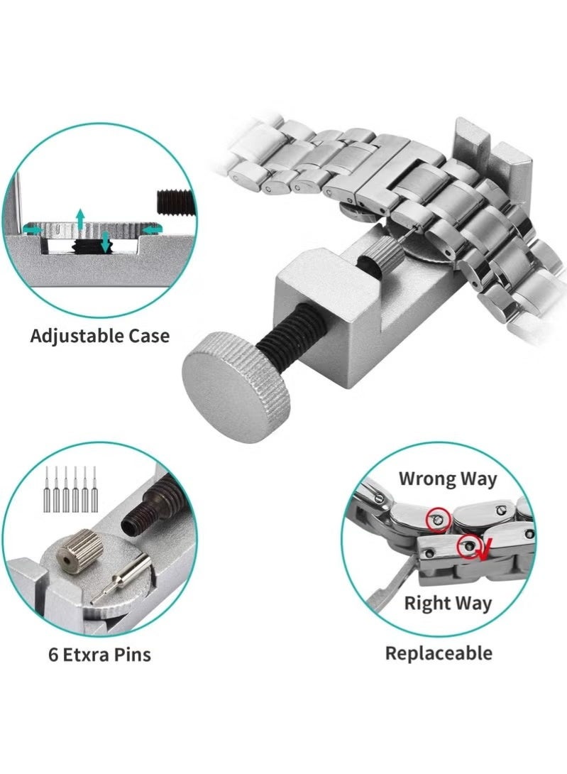 بريمو بلس 12 قطعة من أدوات إصلاح الساعات، أداة احترافية لفك وتعديل الساعات، أداة استبدال سلسلة ساعة المعصم الفولاذية، مزيل دبابس الوصلات، مضمّن دبوس معدني، أداة إصلاح سلسلة الساعة - Image 3