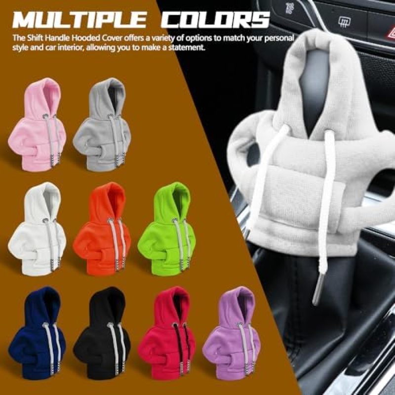 Gear handle hoodie sweater car gear lever cover gear handbrake gear small clothes decorative gear lever protection (white) - Image 3