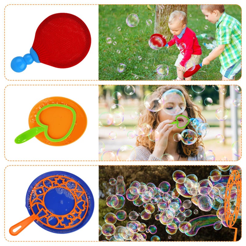 Roberly 18 PCS Big Bubble Wands Toys Set with Solution, Tray, Soft Racket, Bulk Funny Bubbles Making Toys for Kids Summer Outdoor Activities Game Birthday Party Favors - Image 4