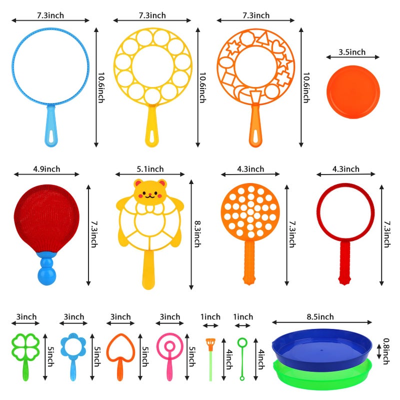 Roberly 18 PCS Big Bubble Wands Toys Set with Solution, Tray, Soft Racket, Bulk Funny Bubbles Making Toys for Kids Summer Outdoor Activities Game Birthday Party Favors - Image 2