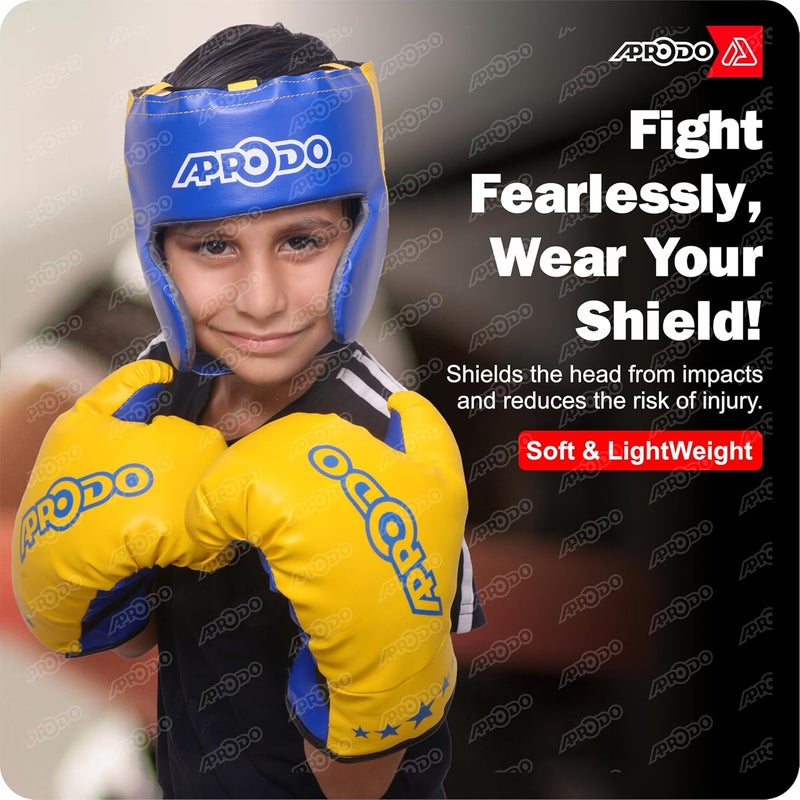 Aprodo Pack of 4 Kids Boxing Kit Set | Punching Bag for Karate | Bounce-Back Martial Arts Bag for Boys & Girls for Age 3 4 5 6 7 8 Years to Relieve Energy and Build Skills (Yellow-Blue) - Image 5