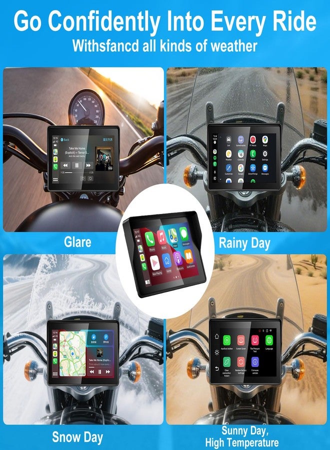 YZW Portable Wireless Motorcycle Apple Carplay & Android Auto, 5" Motorcycle Carplay IP67 Waterproof GPS Navigation System, Motorbike Waterproof Touchscreen - Image 4