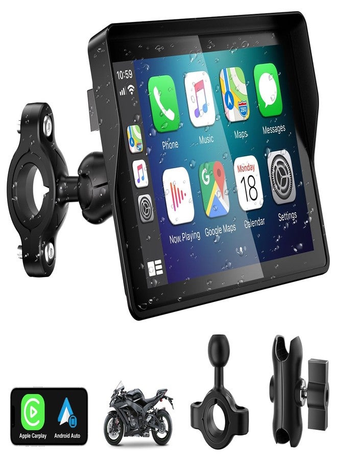 YZW Portable Wireless Motorcycle Apple Carplay & Android Auto, 5" Motorcycle Carplay IP67 Waterproof GPS Navigation System, Motorbike Waterproof Touchscreen - Image 1