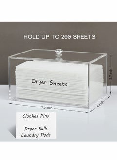 Y&D Dryer Sheet Holder, Dispenser, Acrylic Container Storage Box for Laundry Room Organization, Holds Sheets, Balls, Clothes Pins, Pods  - Image 2