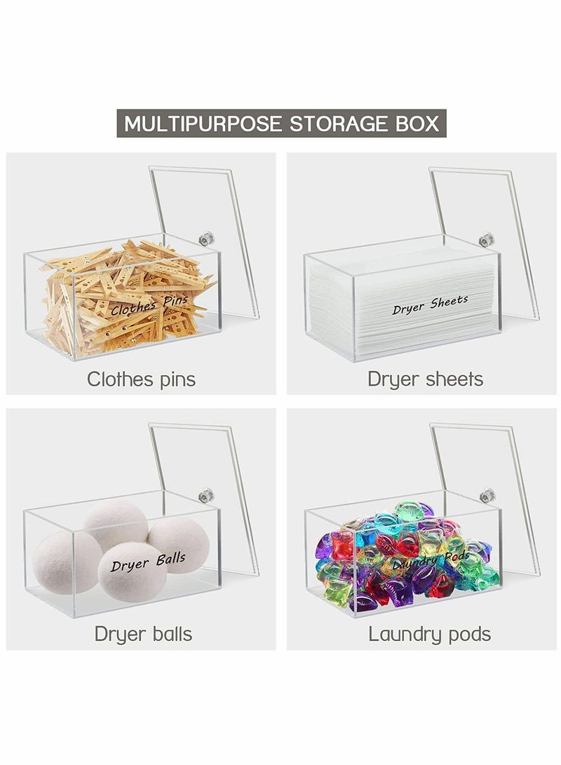 Y&D Dryer Sheet Holder, Dispenser, Acrylic Container Storage Box for Laundry Room Organization, Holds Sheets, Balls, Clothes Pins, Pods  - Image 5