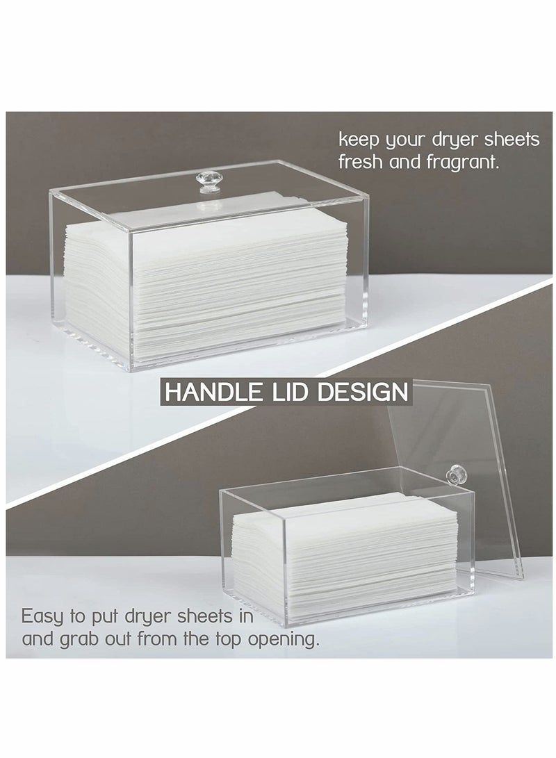 Y&D Dryer Sheet Holder, Dispenser, Acrylic Container Storage Box for Laundry Room Organization, Holds Sheets, Balls, Clothes Pins, Pods  - Image 3
