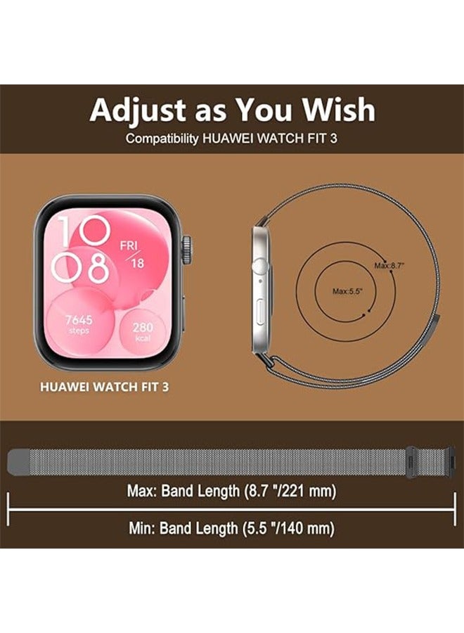 VINSOC Metal Strap Compatible with Huawei Watch Fit 4/Fit 4 Pro/Fit 3 , Magnetic Mesh Stainless Milanese Loop Replacement Watch Band for Huawei Watch Fit 3 Straps Rose gold - Image 4