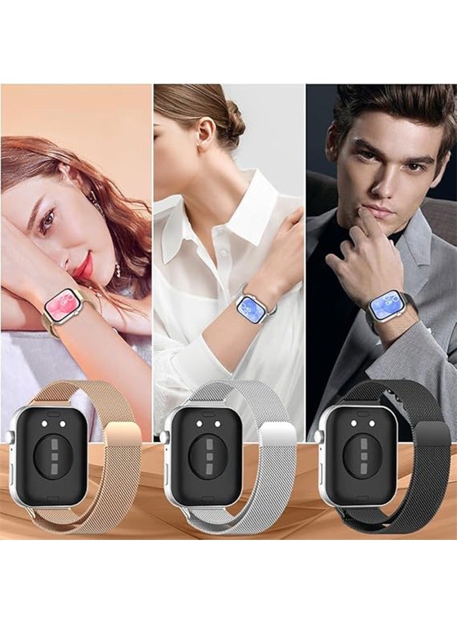 VINSOC Metal Strap Compatible with Huawei Watch Fit 4/Fit 4 Pro/Fit 3 , Magnetic Mesh Stainless Milanese Loop Replacement Watch Band for Huawei Watch Fit 3 Straps Rose gold - Image 5