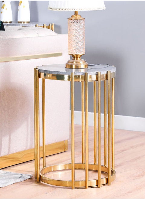 Armadillo End Table Multifunctional Living Room Table Space Saving Side Table Modern Design Furniture For Home 43x43x60 cm Grey/Gold