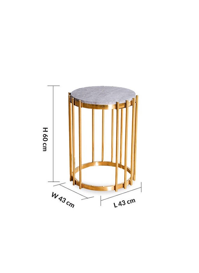 DANUBE HOME Armadillo End Table Multifunctional Living Room Table Space Saving Side Table Modern Design Furniture For Home 43x43x60 cm Grey/Gold  - Image 4